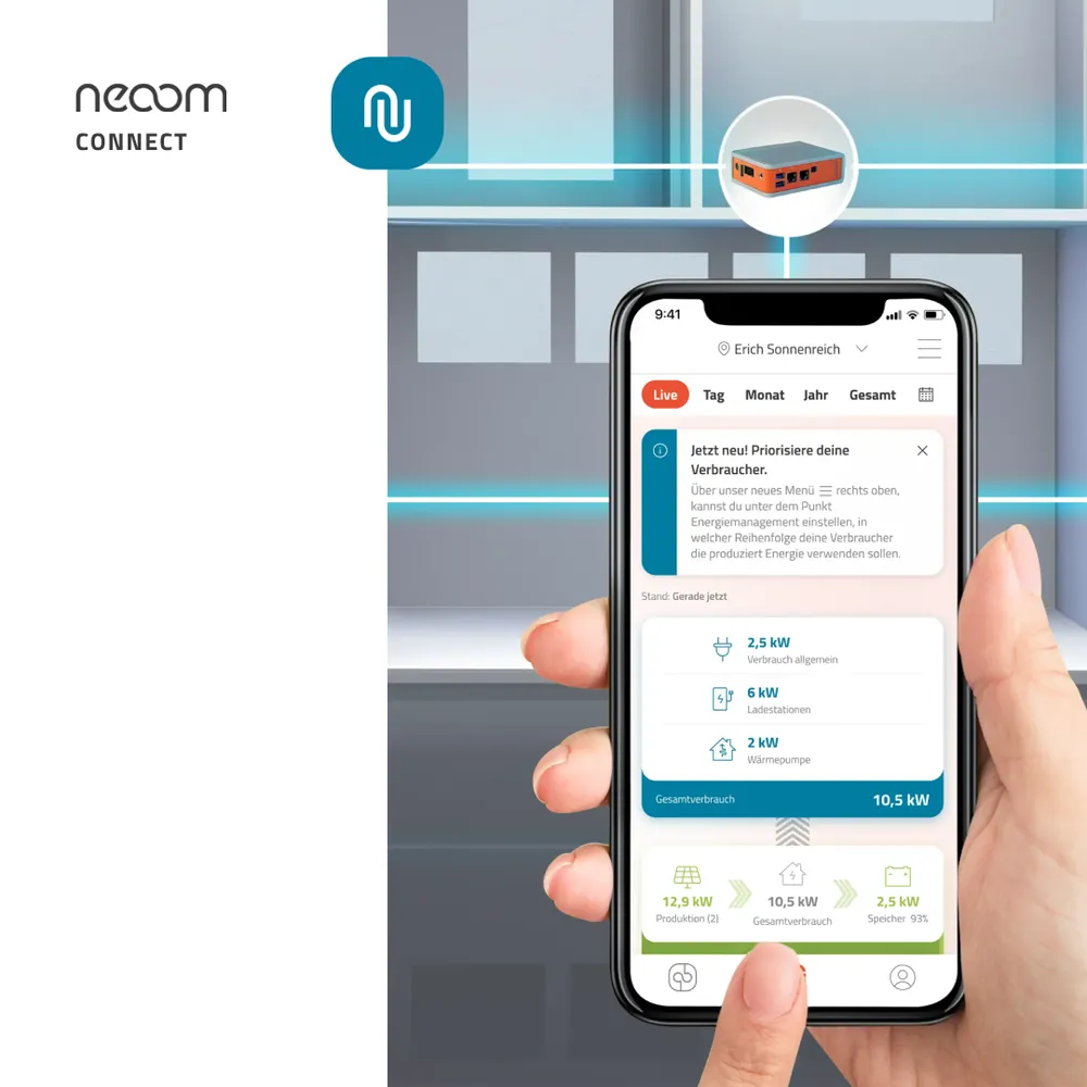 neoom CONNECT Energiemanagement in der Smartphone-App